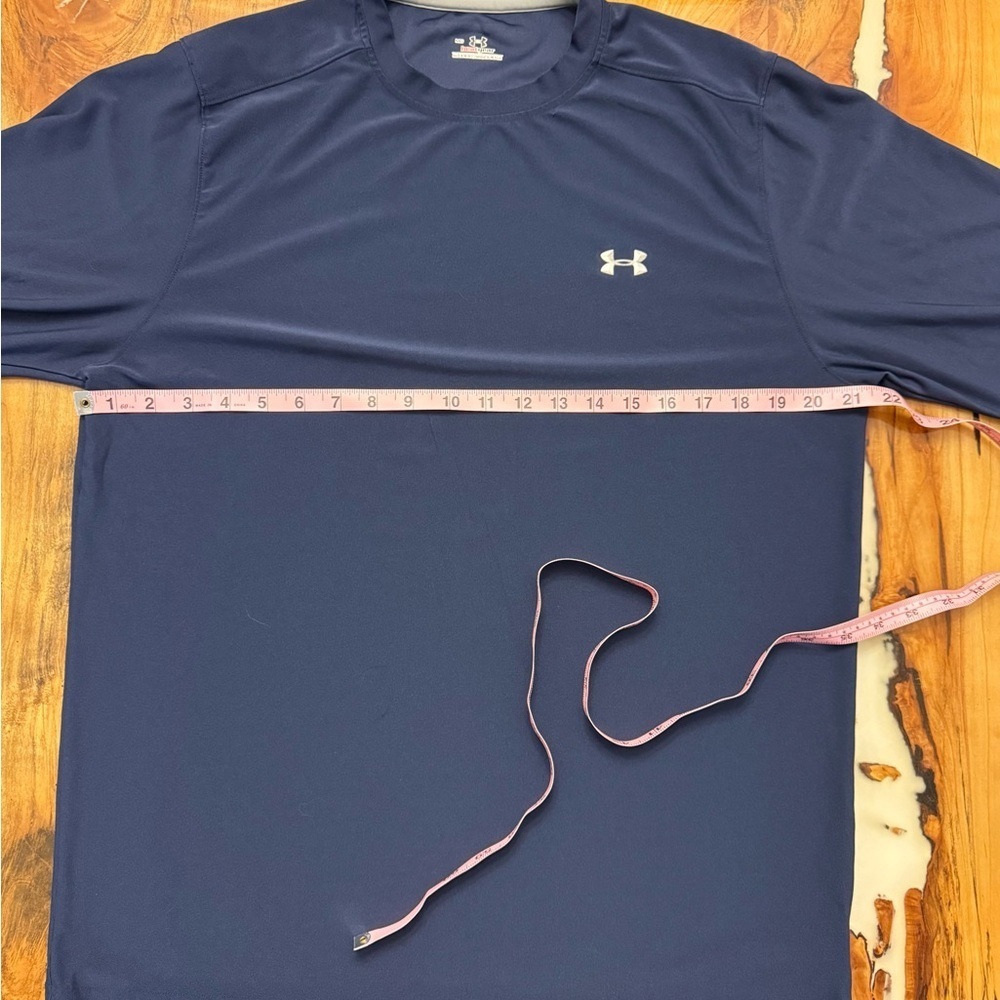 Under Armour HeatGear Shirt Mens Medium Navy Blue Long Sleeve Compression - Picture 2 of 9